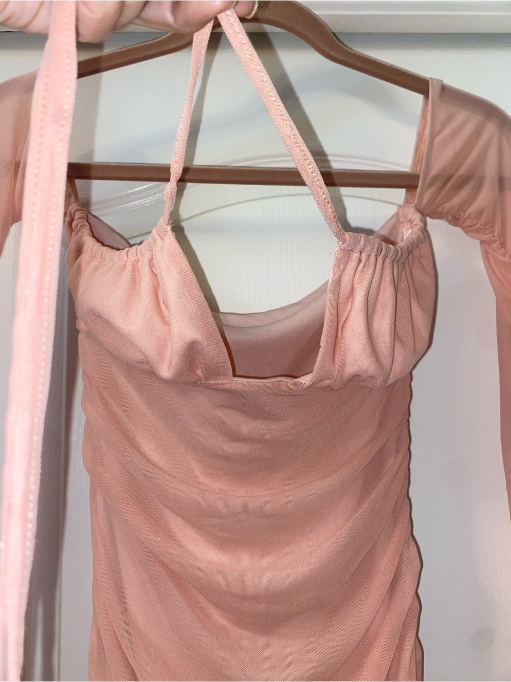 SHEIN Ruched Sheer Long Sleeve Mini Dress is a Size XS in Women. - Picture 7 of 12